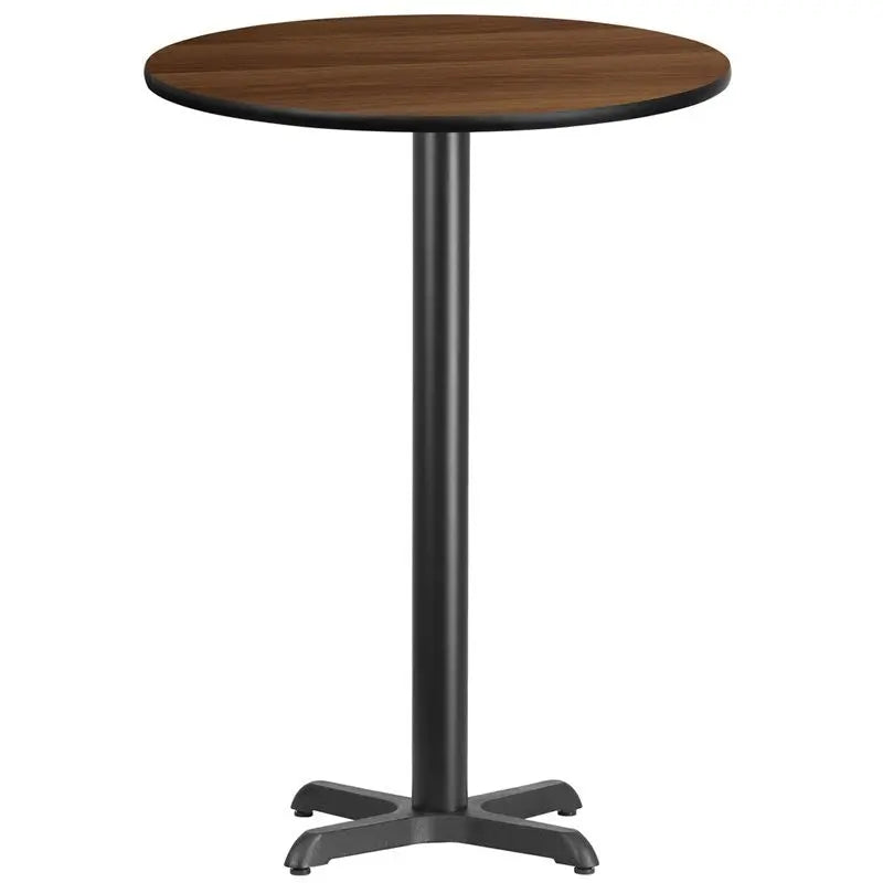 Dyersburg 30'' Round Walnut Laminate Table Top w/42"H X-Base iHome Studio