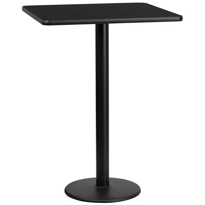 Dyersburg 30'' Square Black Laminate Table Top w/42"H Round Base iHome Studio
