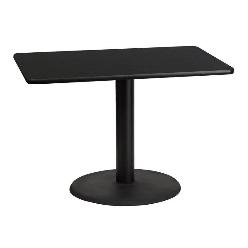 Dyersburg 30'' x 42'' Rectangular Black Laminate Table Top w/30"H Round Base iHome Studio