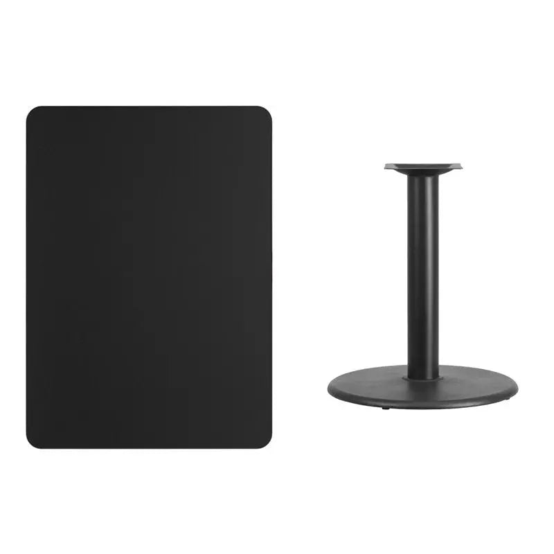 Dyersburg 30'' x 42'' Rectangular Black Laminate Table Top w/30"H Round Base iHome Studio