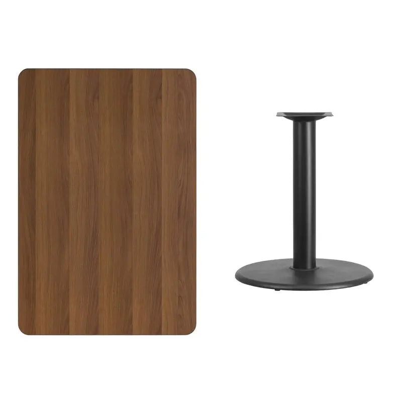 Dyersburg 30'' x 45'' Rectangular Walnut Laminate Table Top w/30"H Round Base iHome Studio