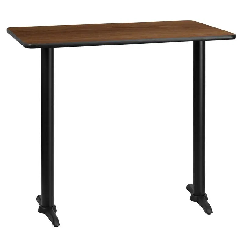 Dyersburg 30'' x 45'' Rectangular Walnut Laminate Table Top w/42"H T-Base iHome Studio