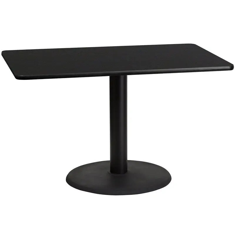Dyersburg 30'' x 48'' Rectangular Black Laminate Table Top w/30"H Round Base iHome Studio
