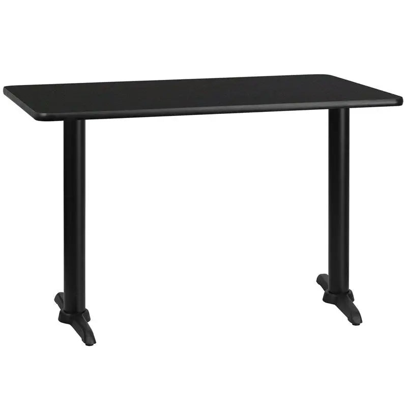 Dyersburg 30'' x 48'' Rectangular Black Laminate Table Top w/30"H T-Base iHome Studio
