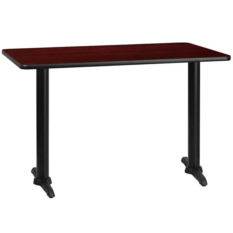Dyersburg 30'' x 48'' Rectangular Mahogany Laminate Table Top w/30"H T-Base iHome Studio
