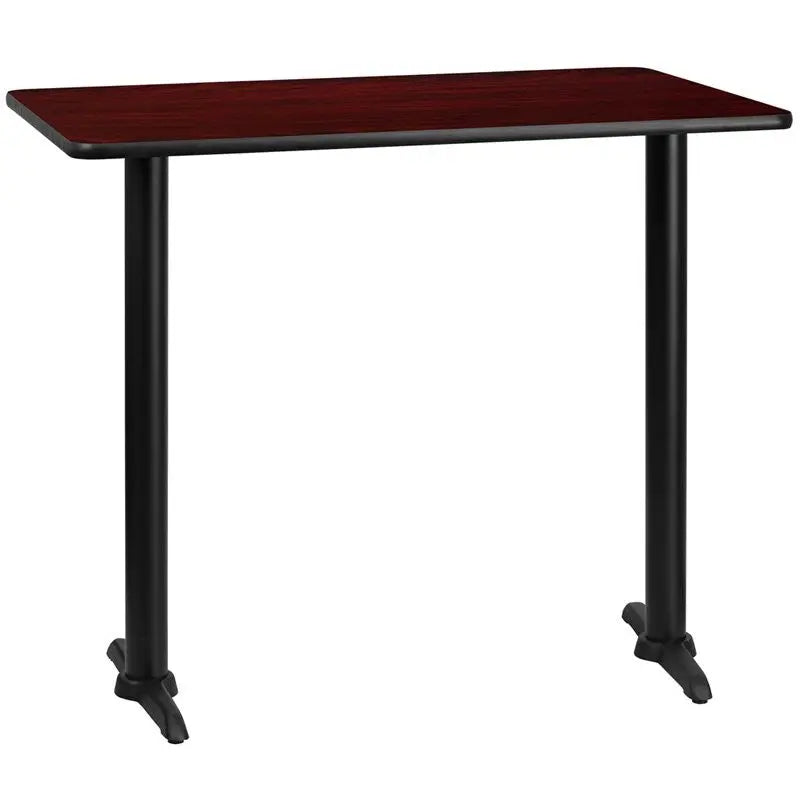 Dyersburg 30'' x 48'' Rectangular Mahogany Laminate Table Top w/42"H T-Base iHome Studio