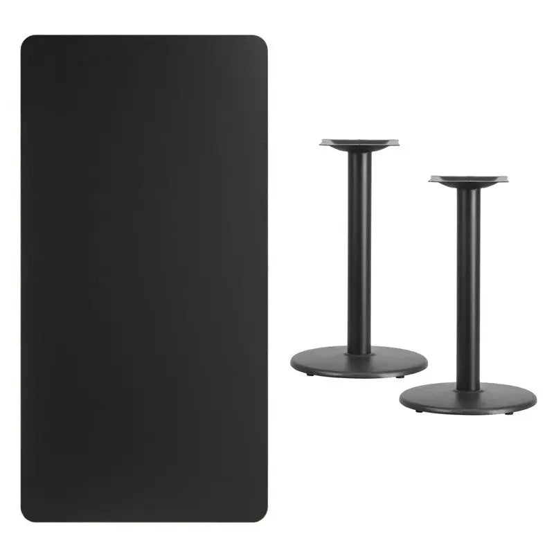 Dyersburg 30'' x 60'' Rectangular Black Laminate Table Top w/30"H Round Base iHome Studio