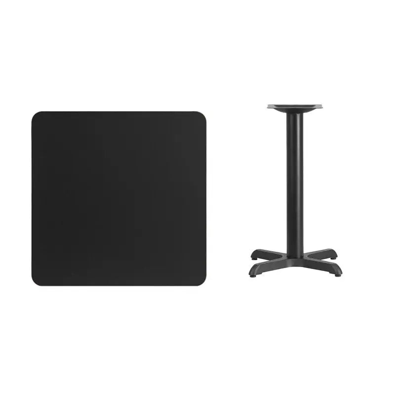 Dyersburg 30" Square Black Laminate Table Top w/30"H X-Base iHome Studio