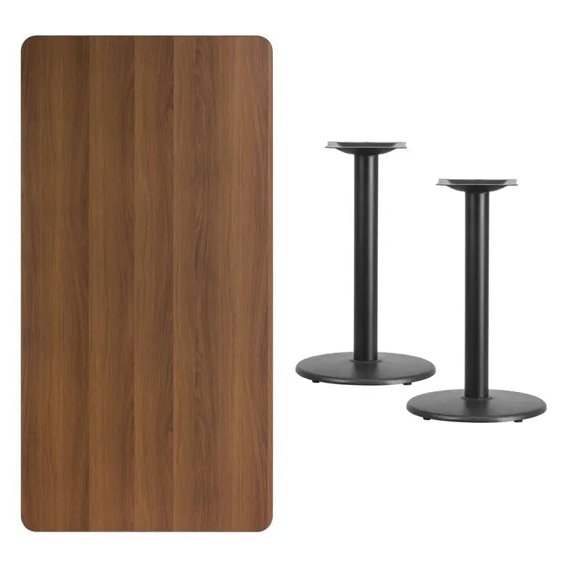 Dyersburg 30" x 60" Rectangular Walnut Laminate Table Top w/30"H Round Base iHome Studio