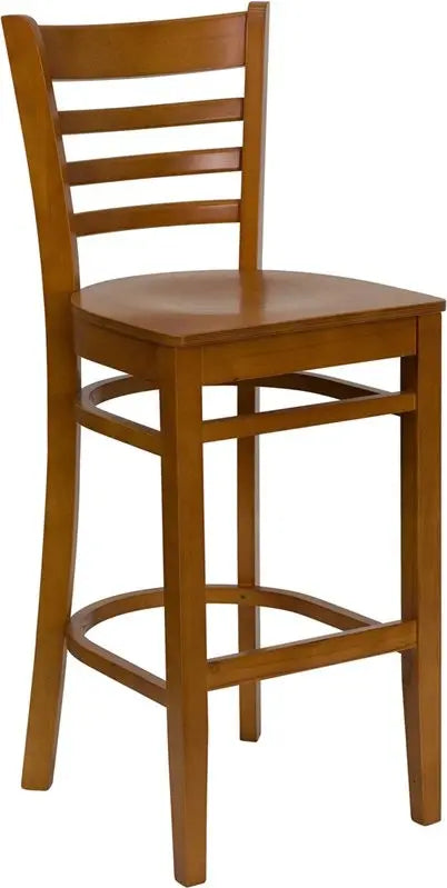 Dyersburg 30"H Wood Barstool Ladder Back Cherry Wood Seat iHome Studio