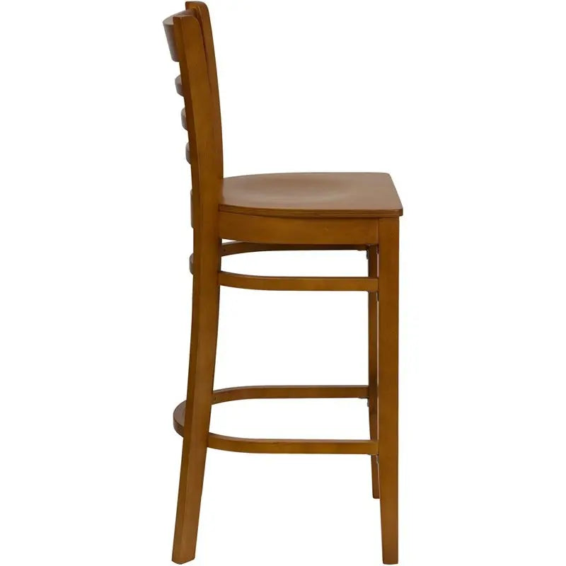 Dyersburg 30"H Wood Barstool Ladder Back Cherry Wood Seat iHome Studio