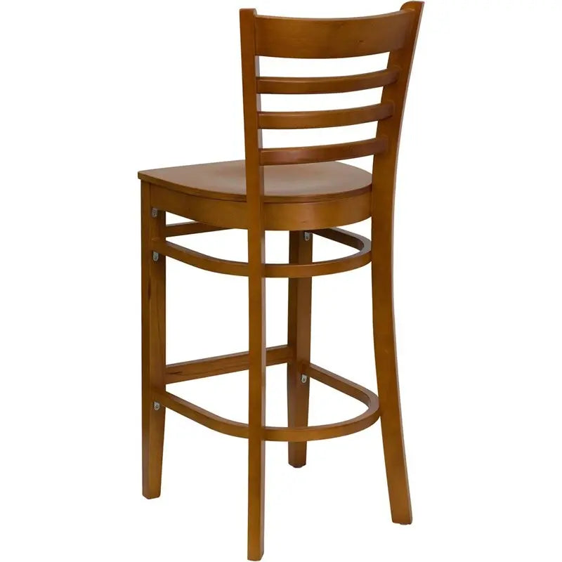 Dyersburg 30"H Wood Barstool Ladder Back Cherry Wood Seat iHome Studio