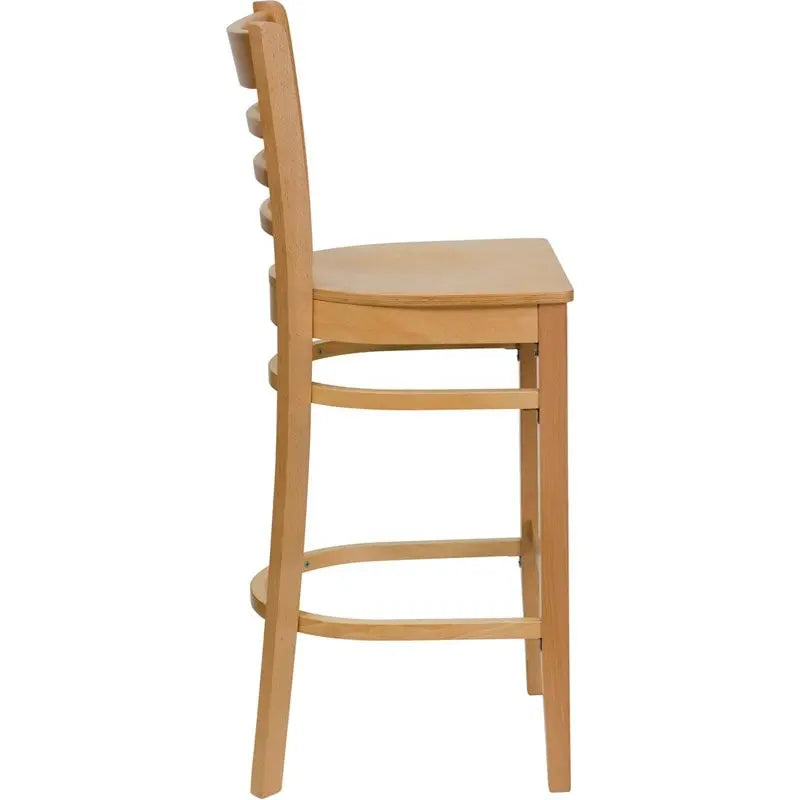 Dyersburg 30"H Wood Barstool Ladder Back Natural Wood Seat iHome Studio