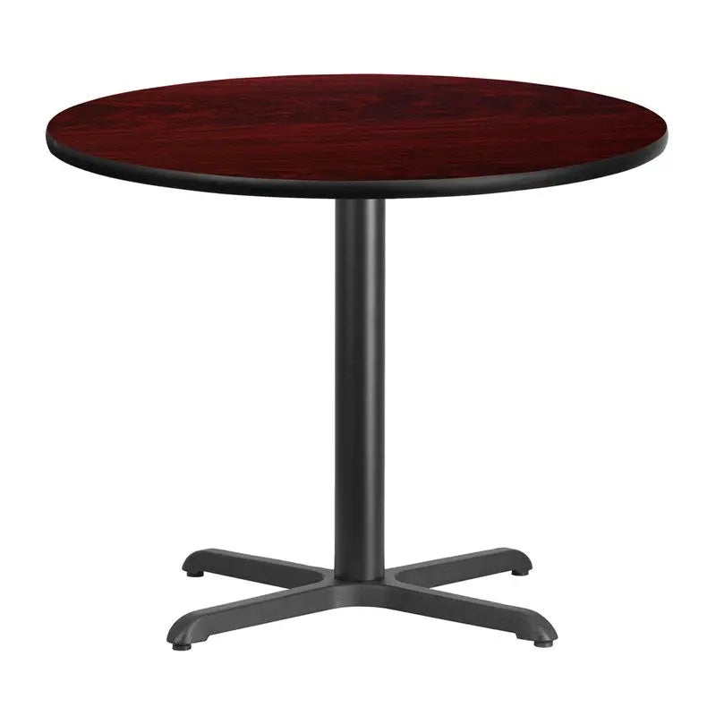 Dyersburg 36'' Round Mahogany Laminate Table Top w/30"H X-Base iHome Studio