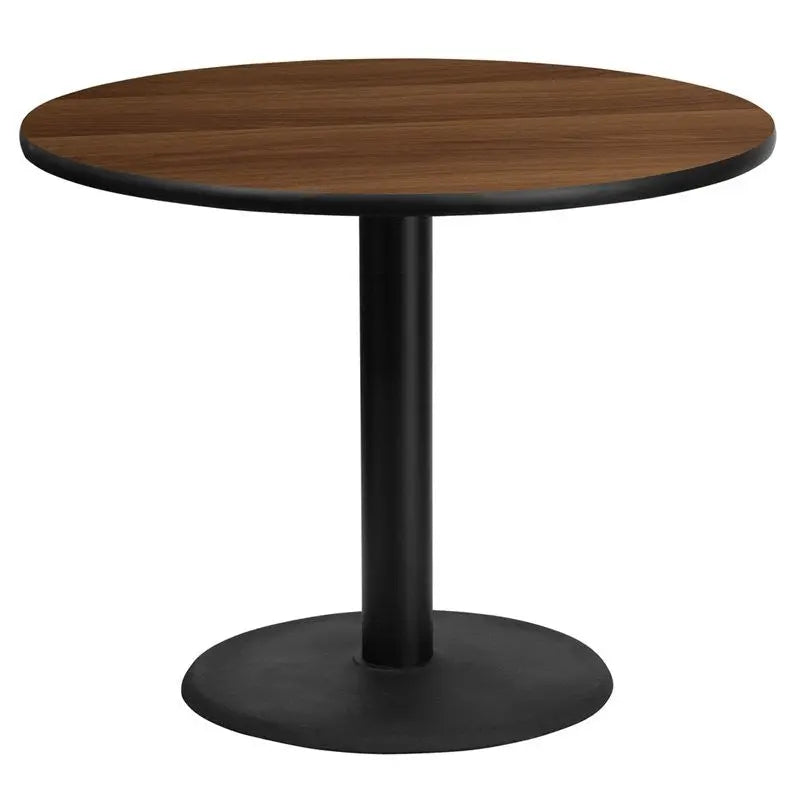 Dyersburg 36'' Round Walnut Laminate Table Top w/30"H Round Base iHome Studio