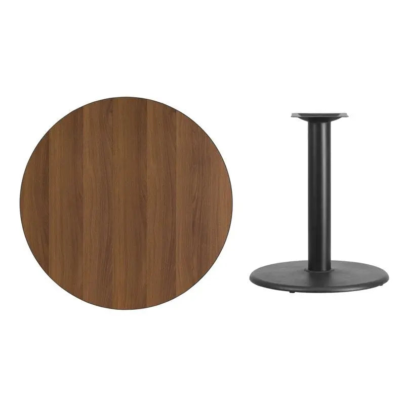 Dyersburg 36'' Round Walnut Laminate Table Top w/30"H Round Base iHome Studio