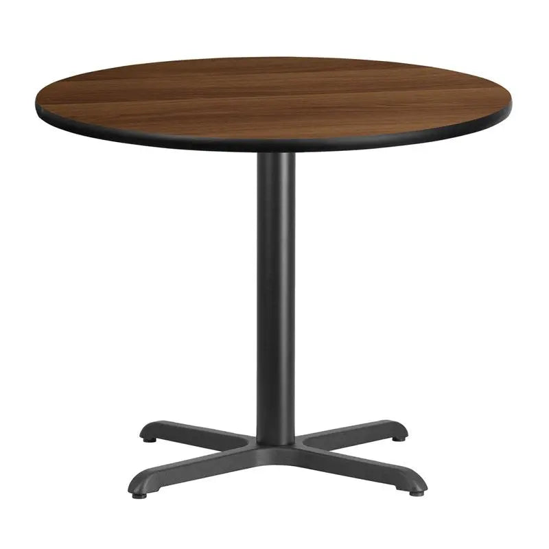 Dyersburg 36'' Round Walnut Laminate Table Top w/30"H X-Base iHome Studio