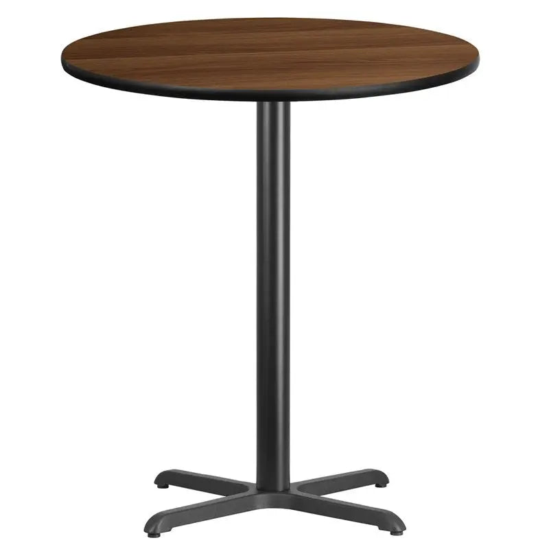 Dyersburg 36'' Round Walnut Laminate Table Top w/42"H X-Base iHome Studio