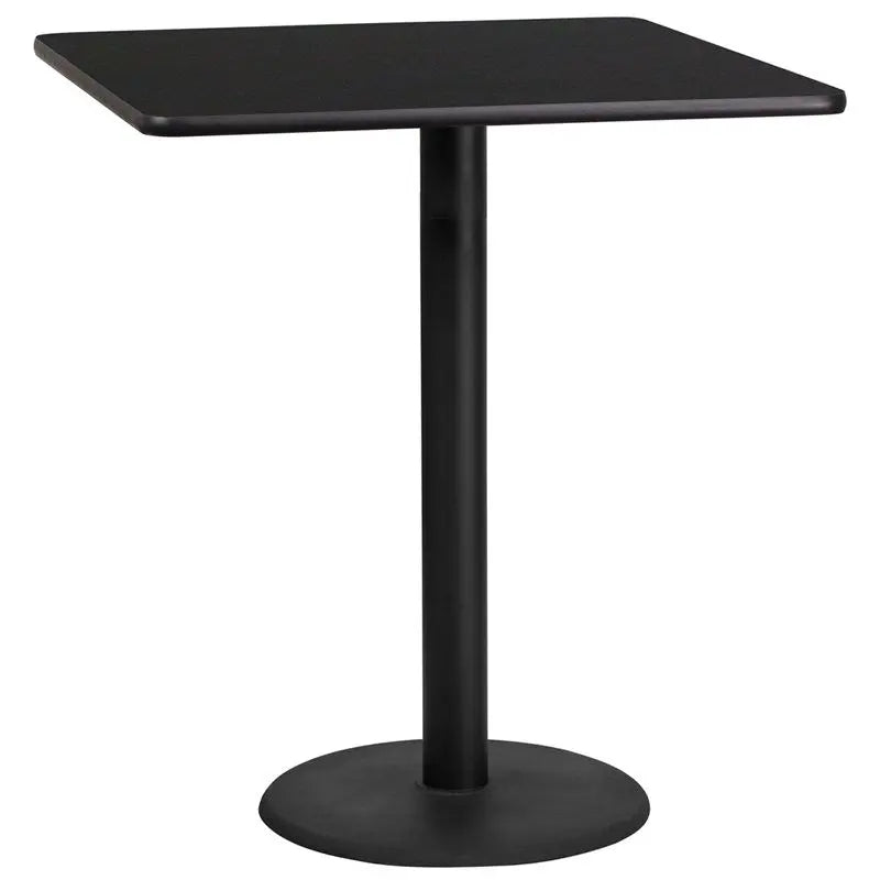 Dyersburg 36'' Square Black Laminate Table Top w/42"H Round Base iHome Studio