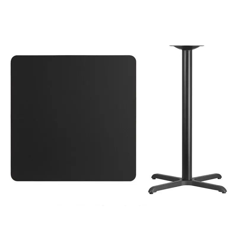 Dyersburg 36'' Square Black Laminate Table Top w/42"H X-Base iHome Studio