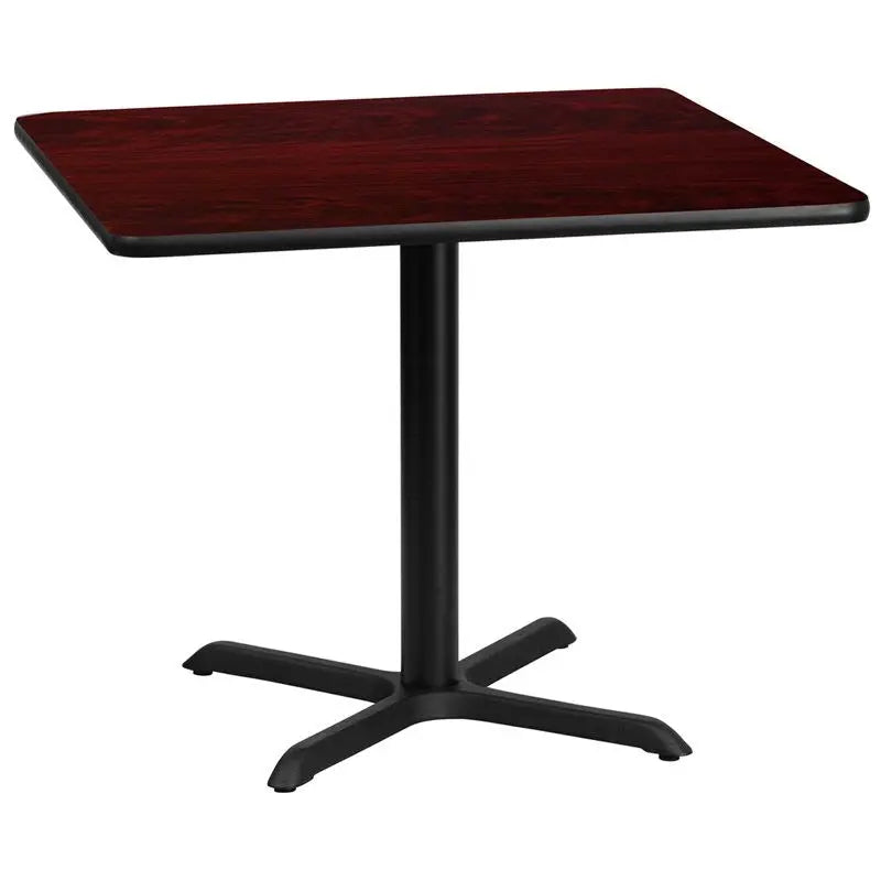 Dyersburg 36'' Square Mahogany Laminate Table Top w/30"H X-Base iHome Studio