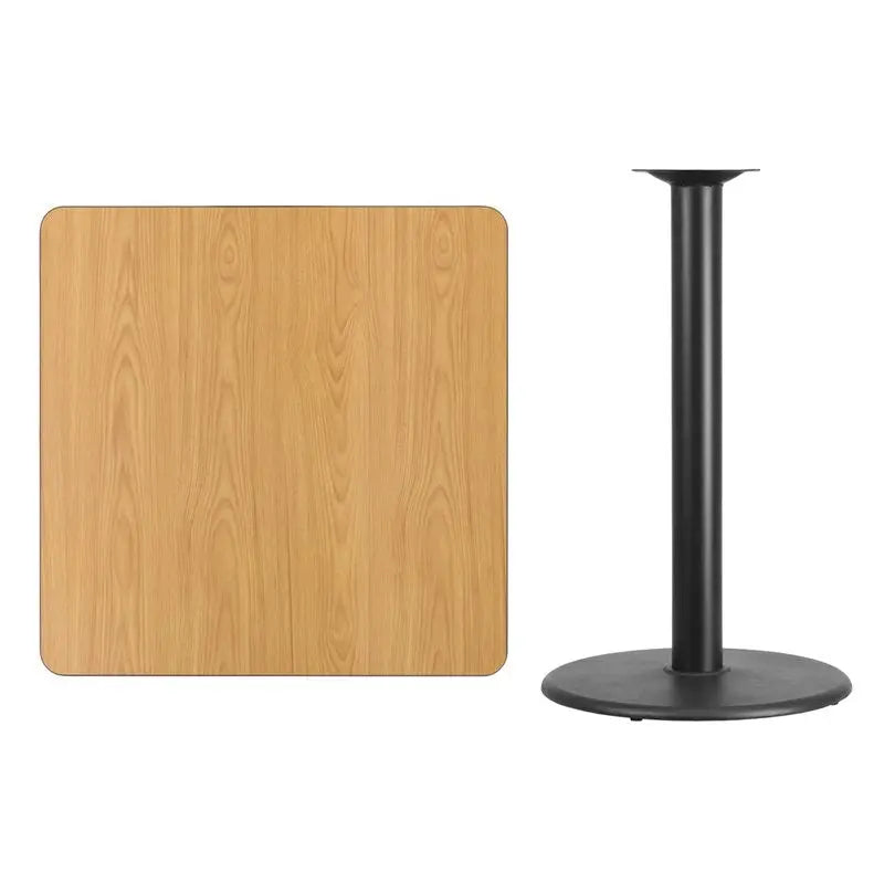 Dyersburg 36'' Square Natural Laminate Table Top w/42"H Round Base iHome Studio