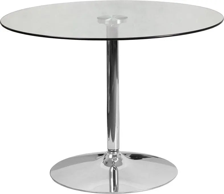 Dyersburg 39.25'' Round Glass Table w/29''H Chrome Base iHome Studio