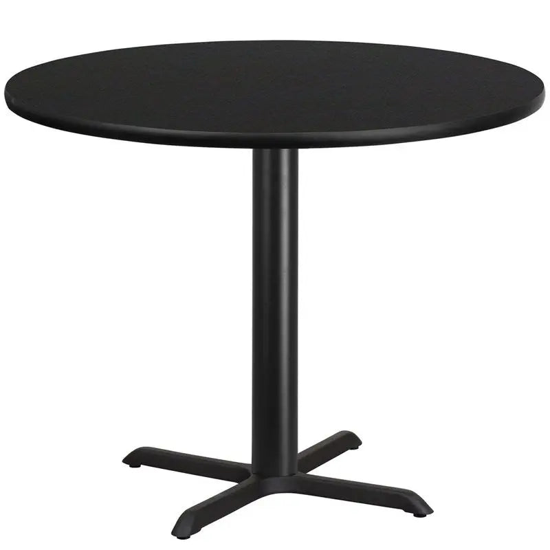 Dyersburg 42'' Round Black Laminate Table Top w/30"H X-Base iHome Studio