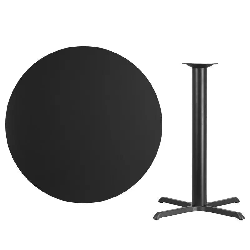 Dyersburg 42'' Round Black Laminate Table Top w/42"H X-Base iHome Studio