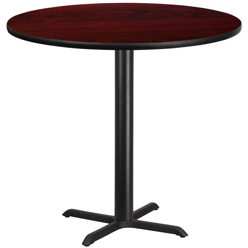 Dyersburg 42'' Round Mahogany Laminate Table Top w/42"H X-Base iHome Studio