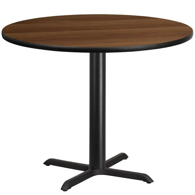 Dyersburg 42'' Round Walnut Laminate Table Top w/30"H X-Base iHome Studio