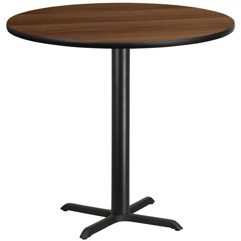Dyersburg 42'' Round Walnut Laminate Table Top w/42"H X-Base iHome Studio