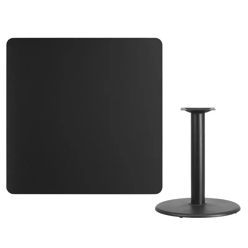 Dyersburg 42'' Square Black Laminate Table Top w/30"H Round Base iHome Studio