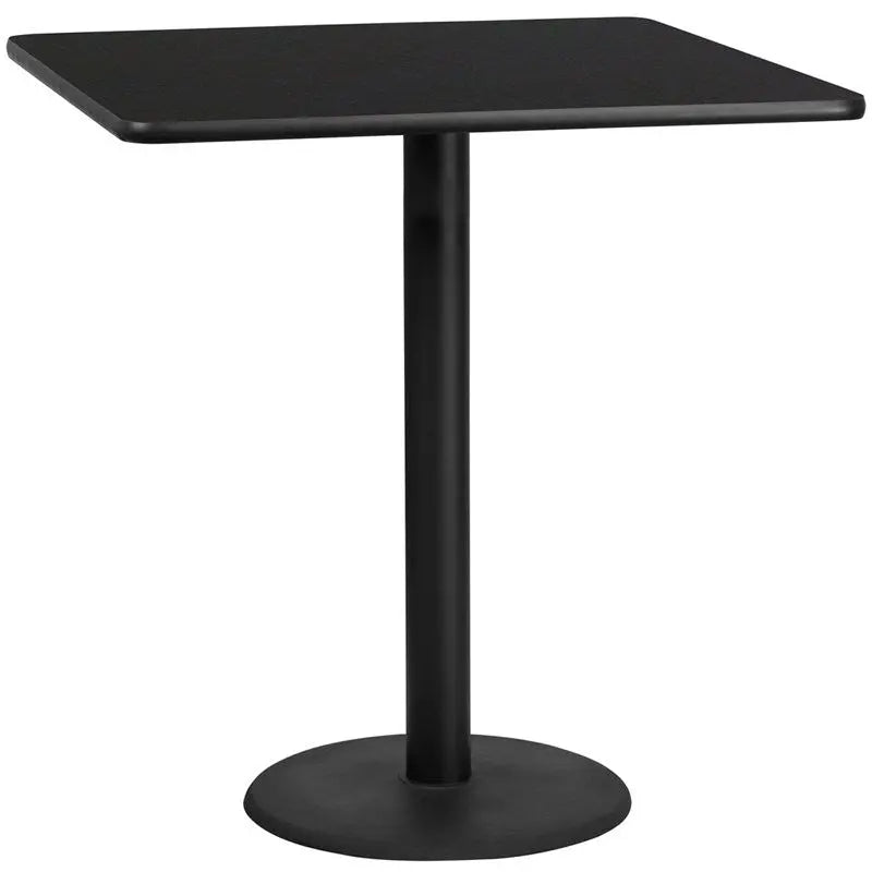 Dyersburg 42'' Square Black Laminate Table Top w/42"H Round Base iHome Studio