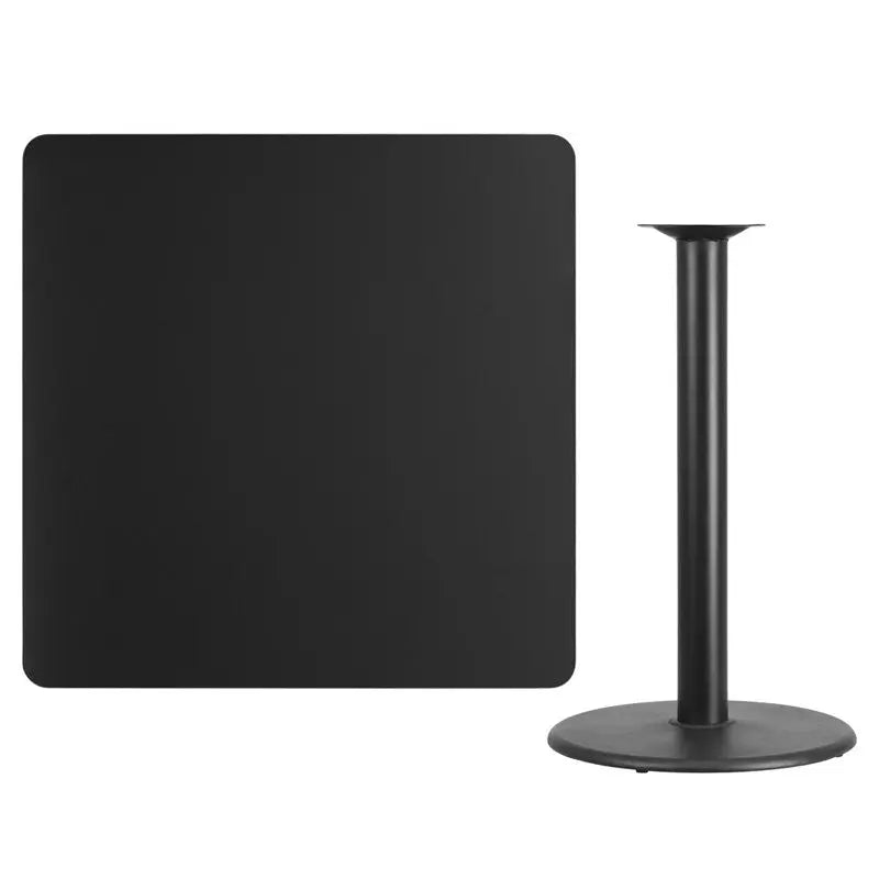 Dyersburg 42'' Square Black Laminate Table Top w/42"H Round Base iHome Studio