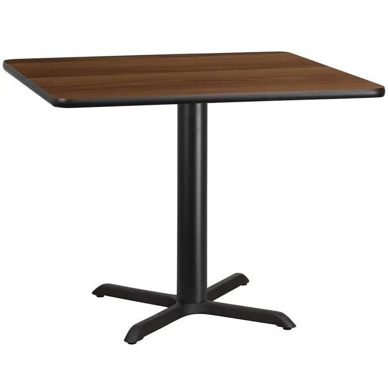 Dyersburg 42'' Square Walnut Laminate Table Top w/30"H X-Base iHome Studio