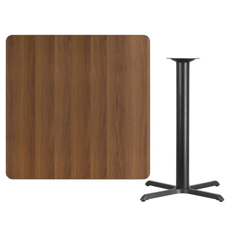 Dyersburg 42'' Square Walnut Laminate Table Top w/42"H X-Base iHome Studio