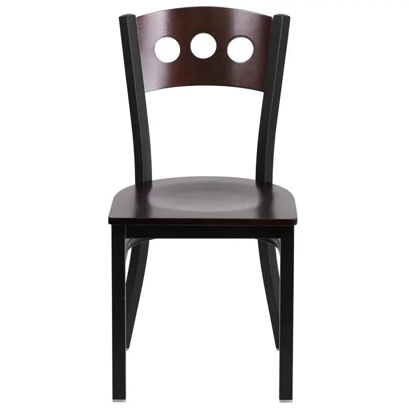Dyersburg Metal Chair Black 3 Circle Back, Walnut Wood Back & Seat iHome Studio