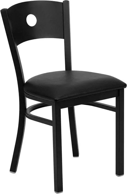 Dyersburg Metal Chair Black Circle Back, Black Vinyl Seat iHome Studio