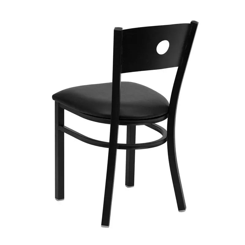 Dyersburg Metal Chair Black Circle Back, Black Vinyl Seat iHome Studio