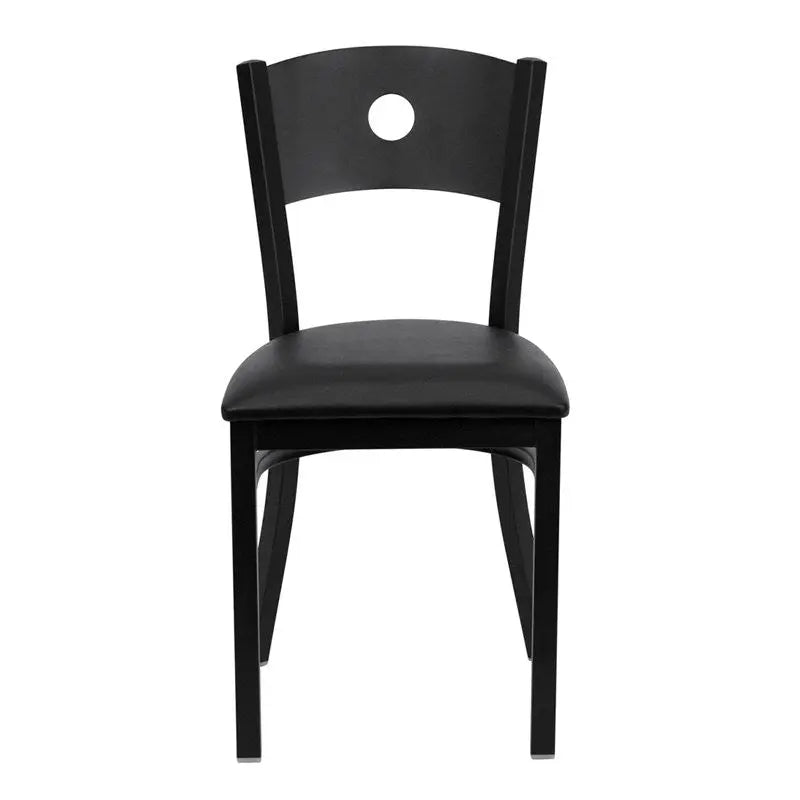 Dyersburg Metal Chair Black Circle Back, Black Vinyl Seat iHome Studio