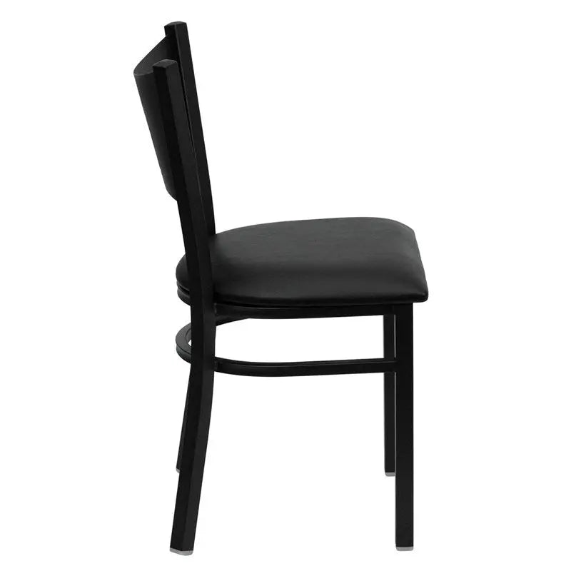 Dyersburg Metal Chair Black Coffee Back, Black Vinyl Seat iHome Studio