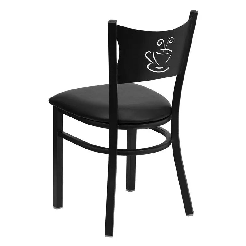 Dyersburg Metal Chair Black Coffee Back, Black Vinyl Seat iHome Studio