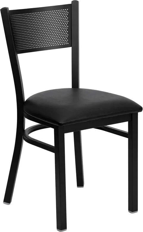 Dyersburg Metal Chair Black Grid Back, Black Vinyl Seat iHome Studio
