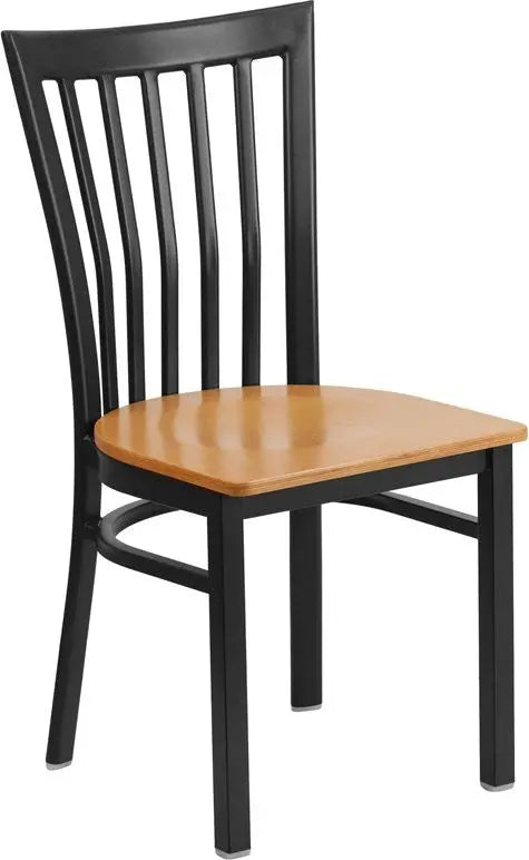 Dyersburg Metal Chair Black School House Back, Natural Wood Seat iHome Studio