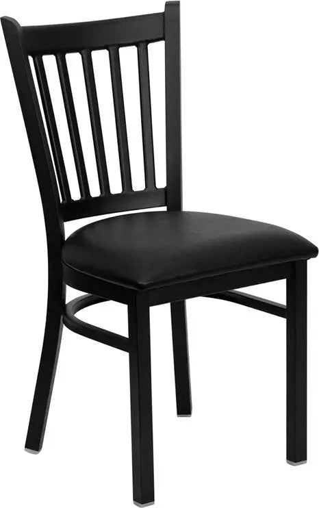 Dyersburg Metal Chair Black Vertical Back, Black Vinyl Seat iHome Studio