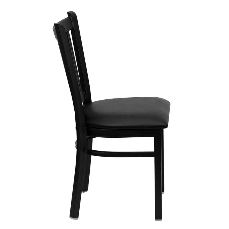 Dyersburg Metal Chair Black Vertical Back, Black Vinyl Seat iHome Studio