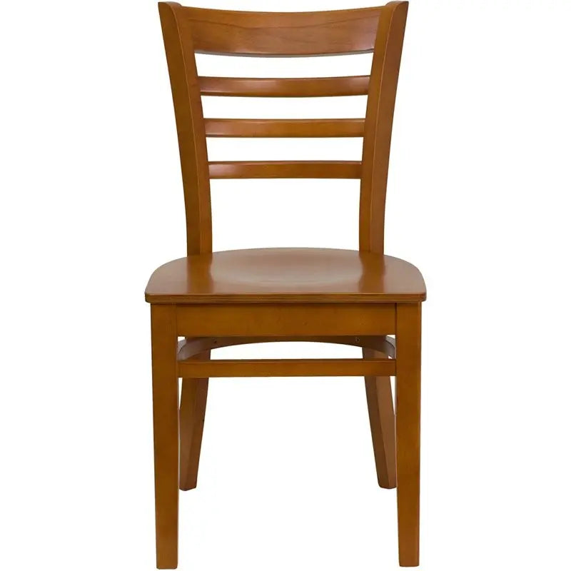 Dyersburg Wood Chair Ladder Back Cherry Wood Seat iHome Studio