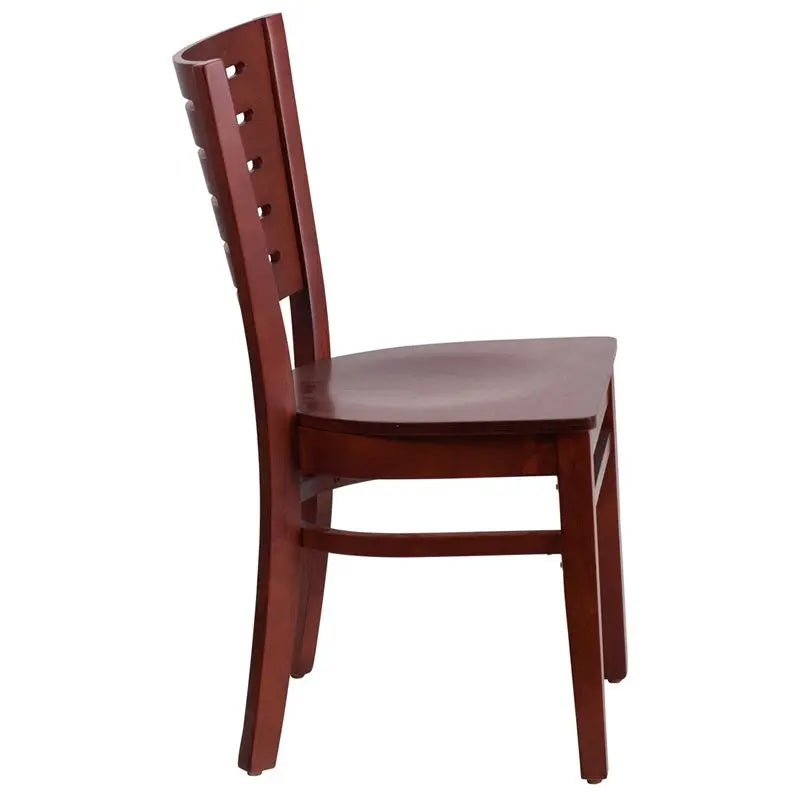 Dyersburg Wood Chair Slat Back Mahogany Wood Seat iHome Studio