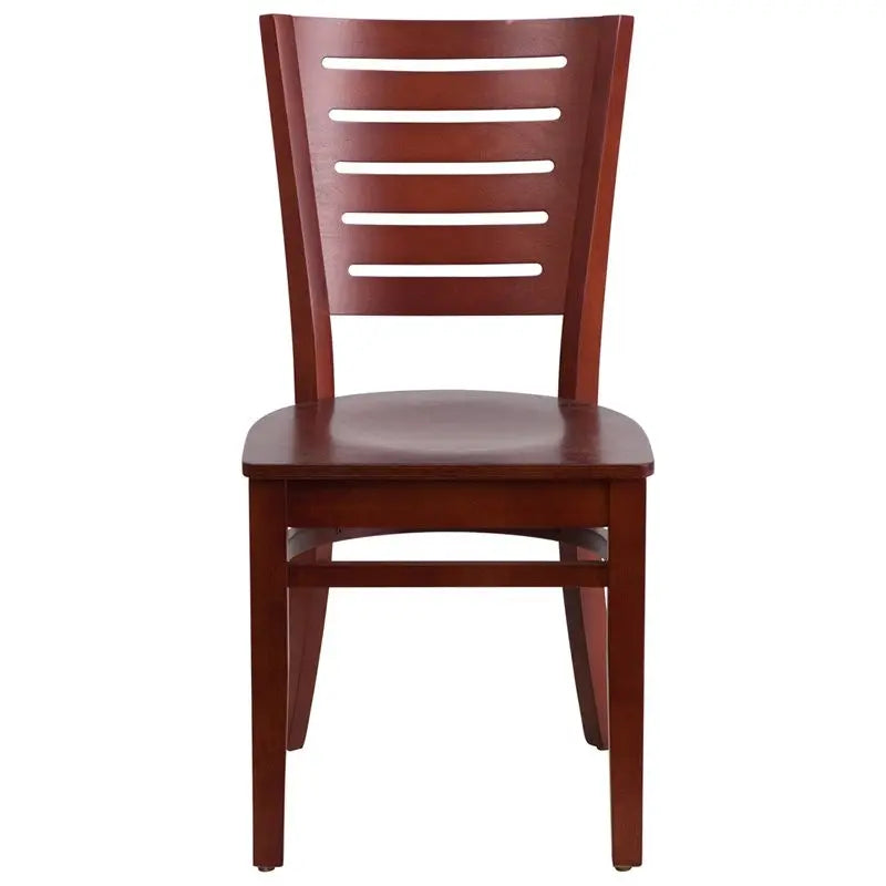 Dyersburg Wood Chair Slat Back Mahogany Wood Seat iHome Studio